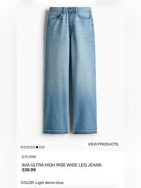 H&M AVA ULTRA HIGH RISE WIDE LEG JEANS